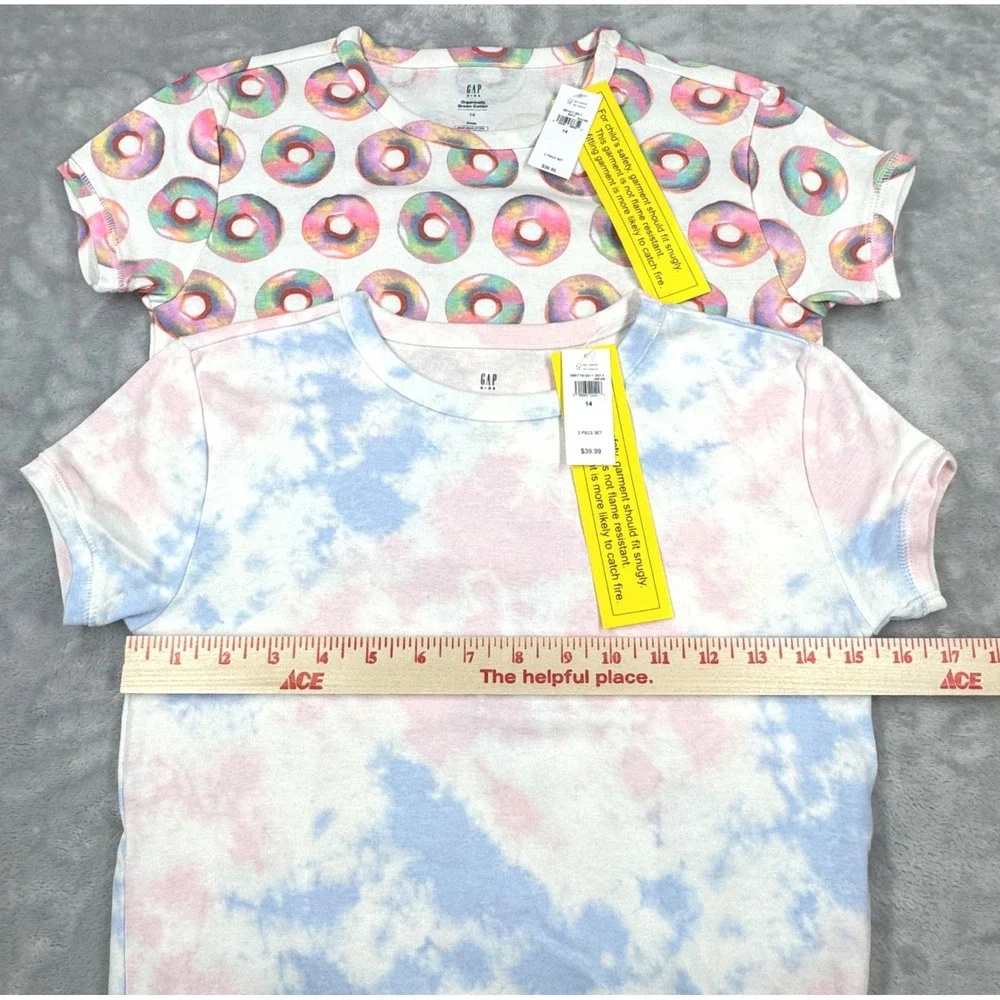 GAP KIDS Pajama Set Lot Kids 14 Multi Donut Tie Dye Organically Grown Cotton NWT